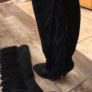 Women’s black suede fringe boots size 7